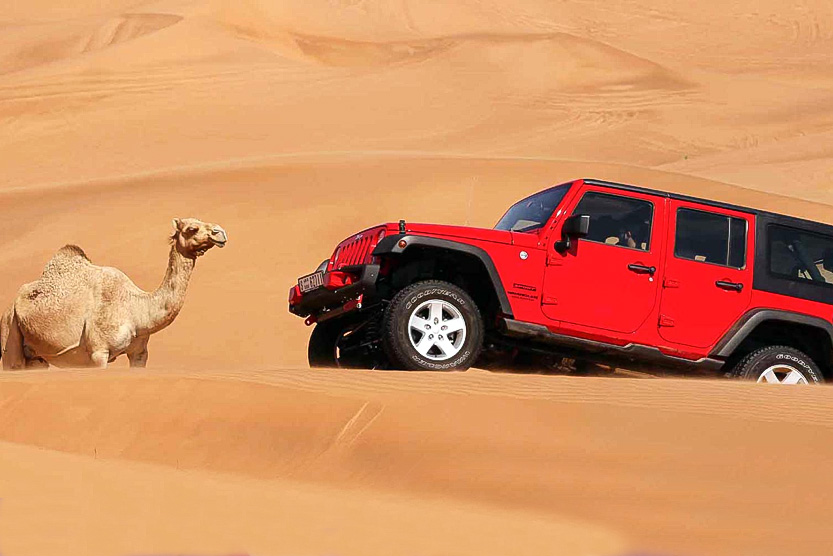4×4 Desert Safari Dubai with Dunes with Camels Riding