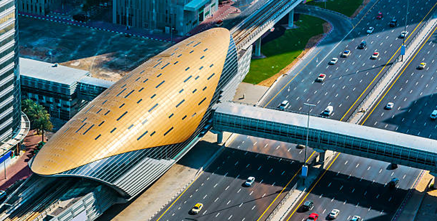 Dubai Investment Park Metro Station skyline