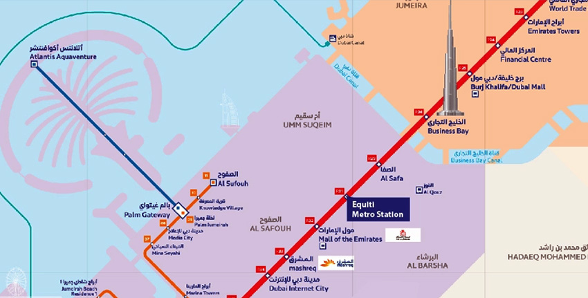 Equiti Metro Station map dubai