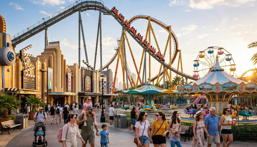 Roller coaster and theme park rides at Dubai Parks and Resorts during the new season