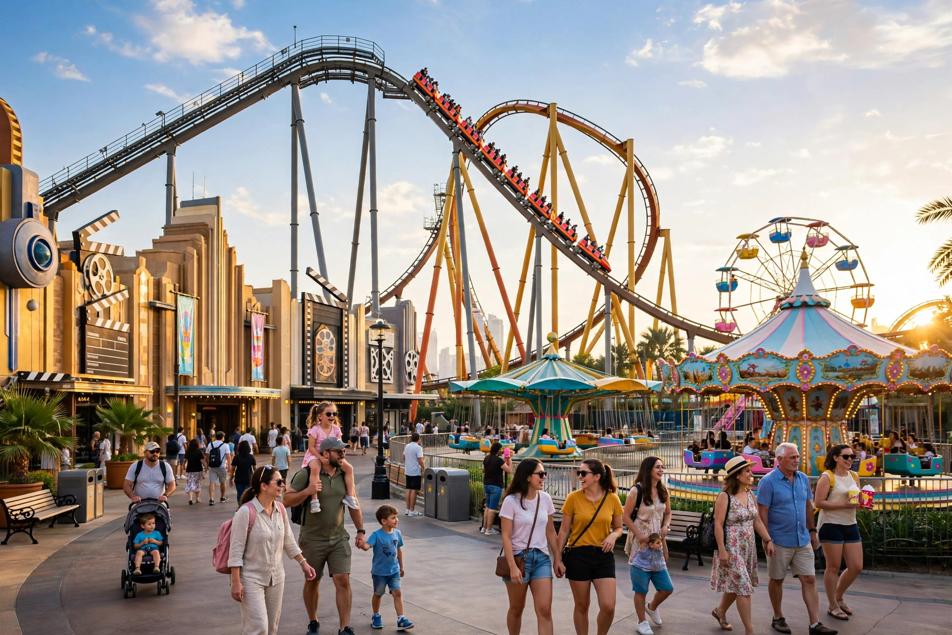 Roller coaster and theme park rides at Dubai Parks and Resorts during the new season