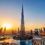 Dubai skyline with Burj Khalifa at golden sunset — best time to visit Dubai