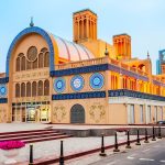 The Blue Souk (Central Market) in Sharjah with its blue tilework and wind towers