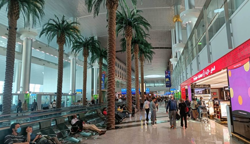 Dubai International Airport with aircraft on the tarmac