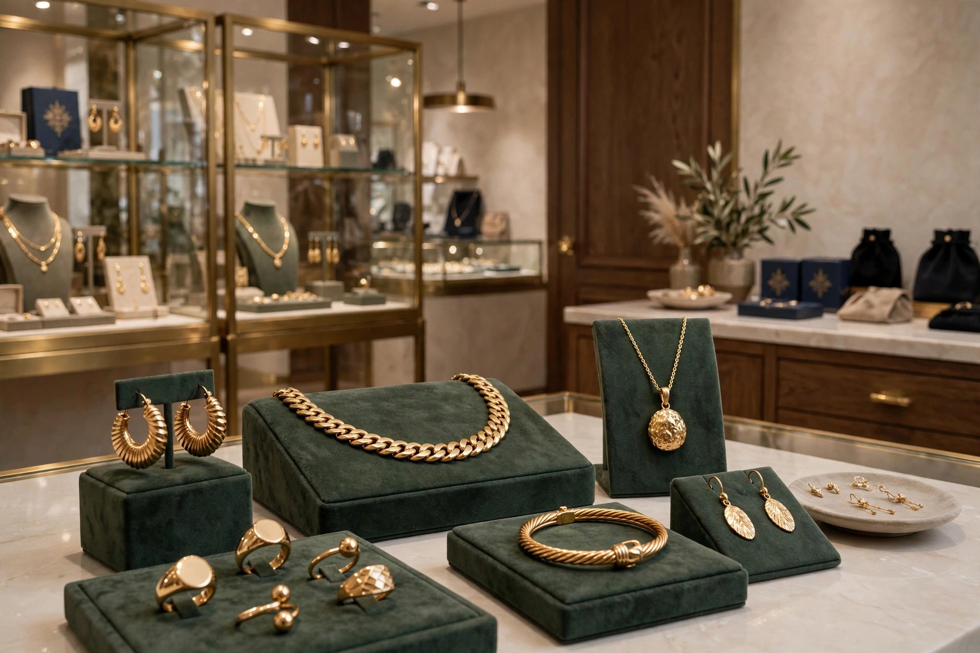 Gold jewellery displayed in a Dubai jewellery store ahead of Diwali