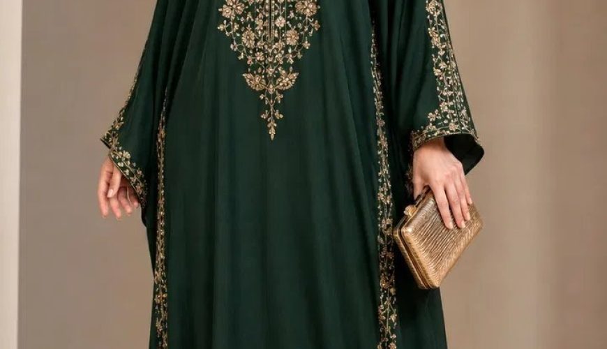 Elegant embroidered kaftan dress for a Ramadan evening in Dubai