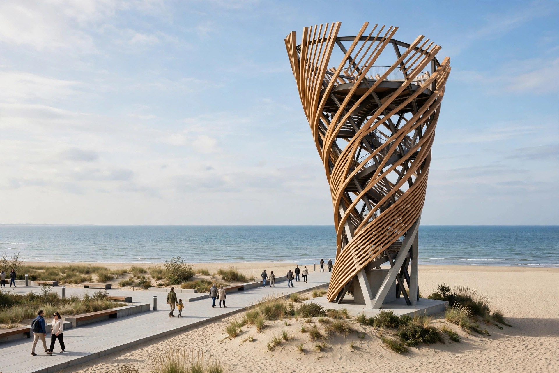 Observation tower overlooking Umm Suqeim Beach with the Burj Al Arab in the distance