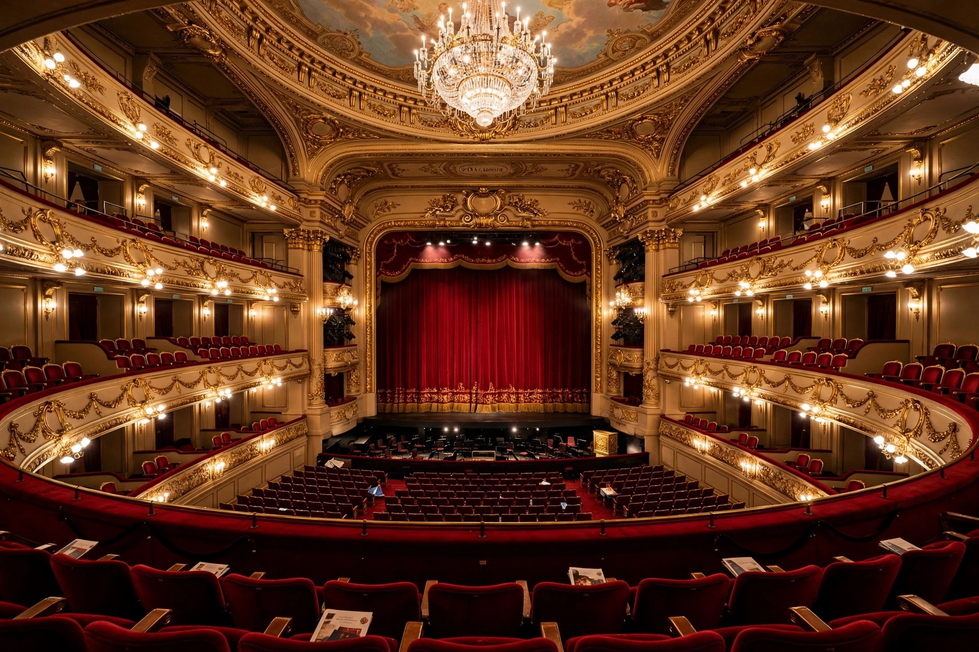 Dubai Opera auditorium lit up before a live concert performance