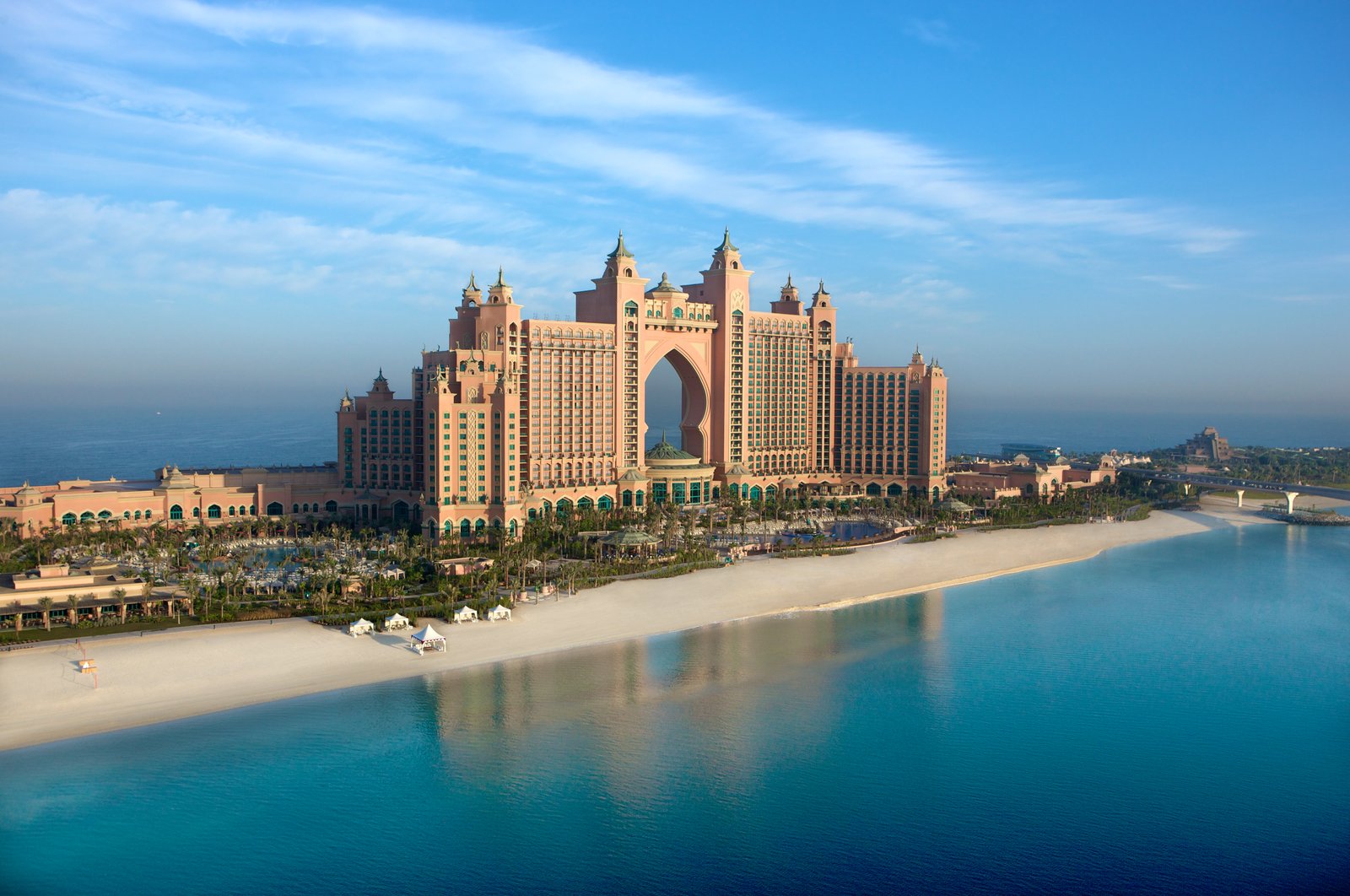 Atlantis The Palm resort on Palm Jumeirah with its private beach