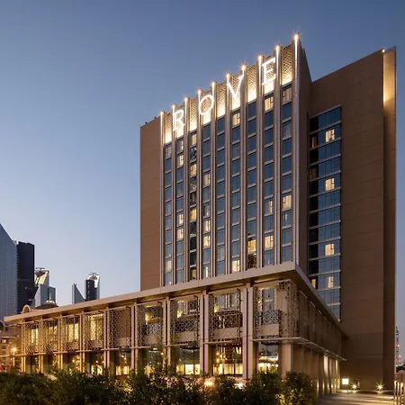 Rove Downtown hotel building exterior in Downtown Dubai at dusk