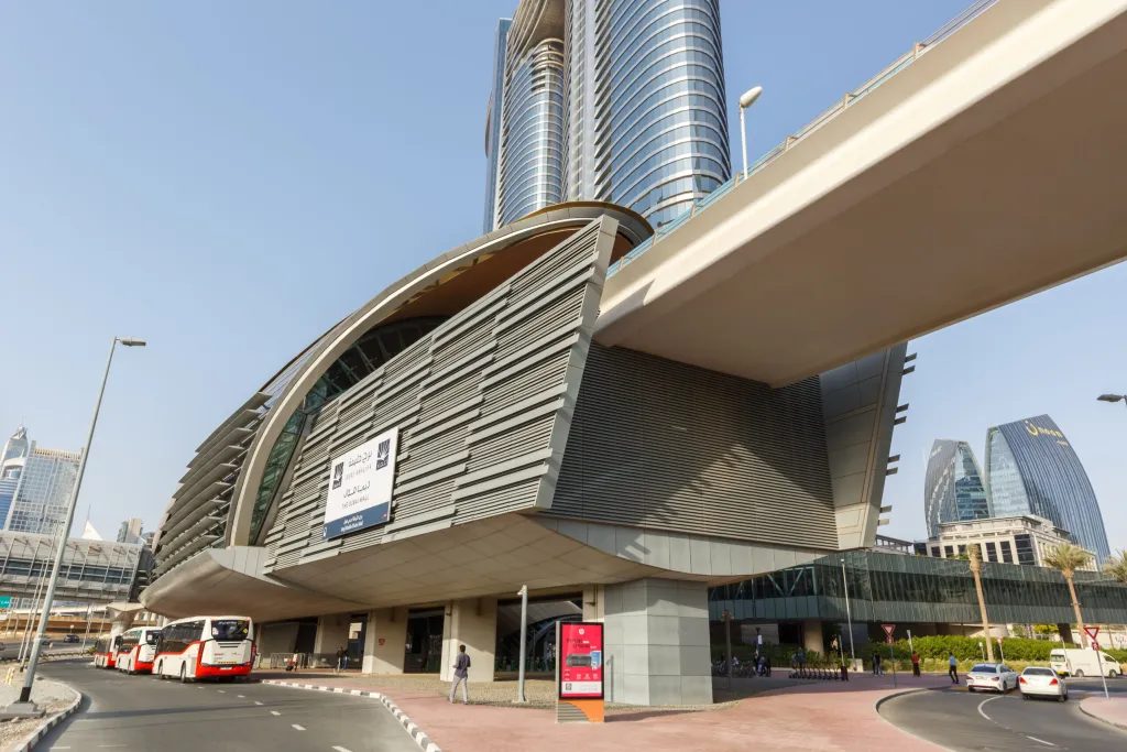 Burj Khalifa/Dubai Mall metro station exterior on the Red Line