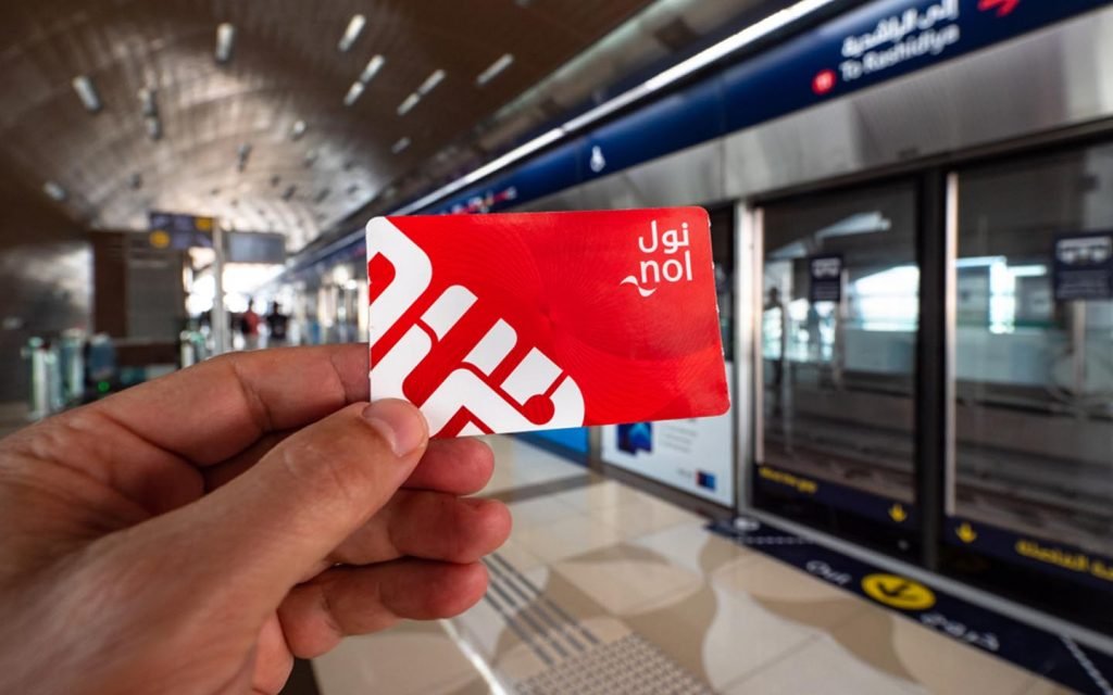 Red Nol transport card used for Dubai Metro and buses