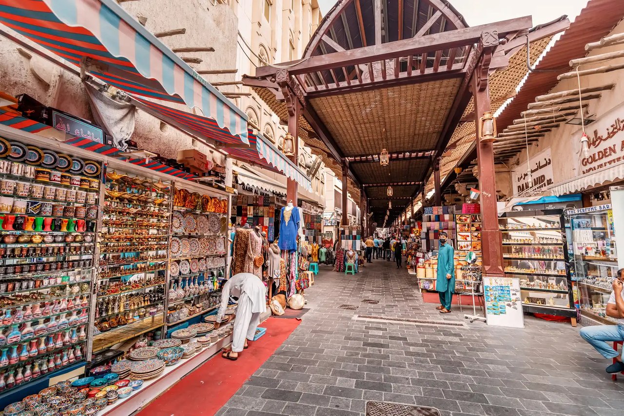 Traditional wind-tower houses in old Dubai's historic quarter