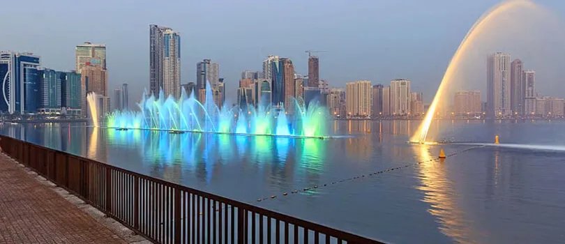 The musical fountain at Al Majaz Waterfront on Khalid Lagoon, Sharjah