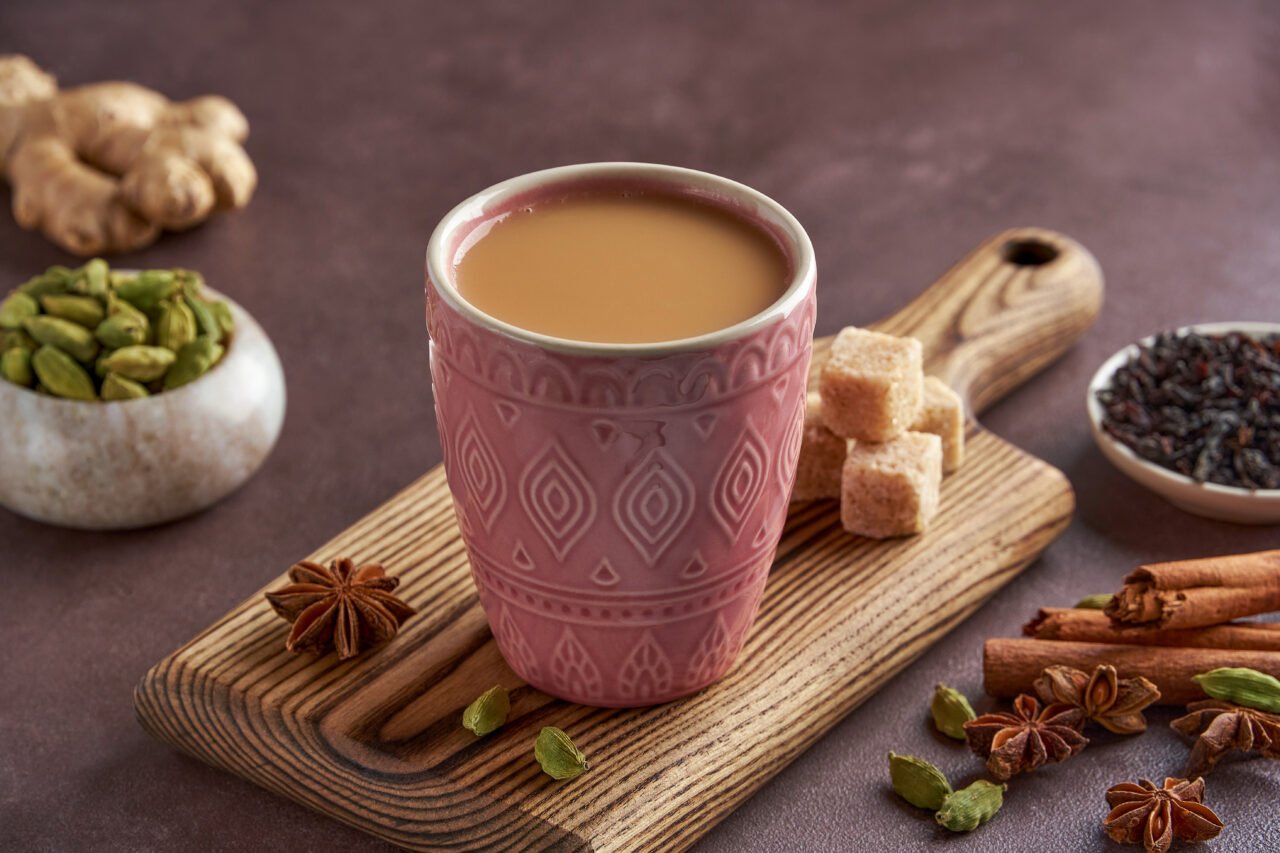 A small glass of karak chai, Dubai's one-dirham tea