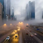 Dense fog over Sheikh Zayed Road in Dubai during UAE weather alert September 2026