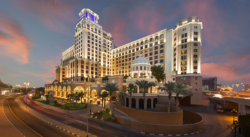 Kempinski Hotel Mall of the Emirates facade beside the mall entrance in Al Barsha