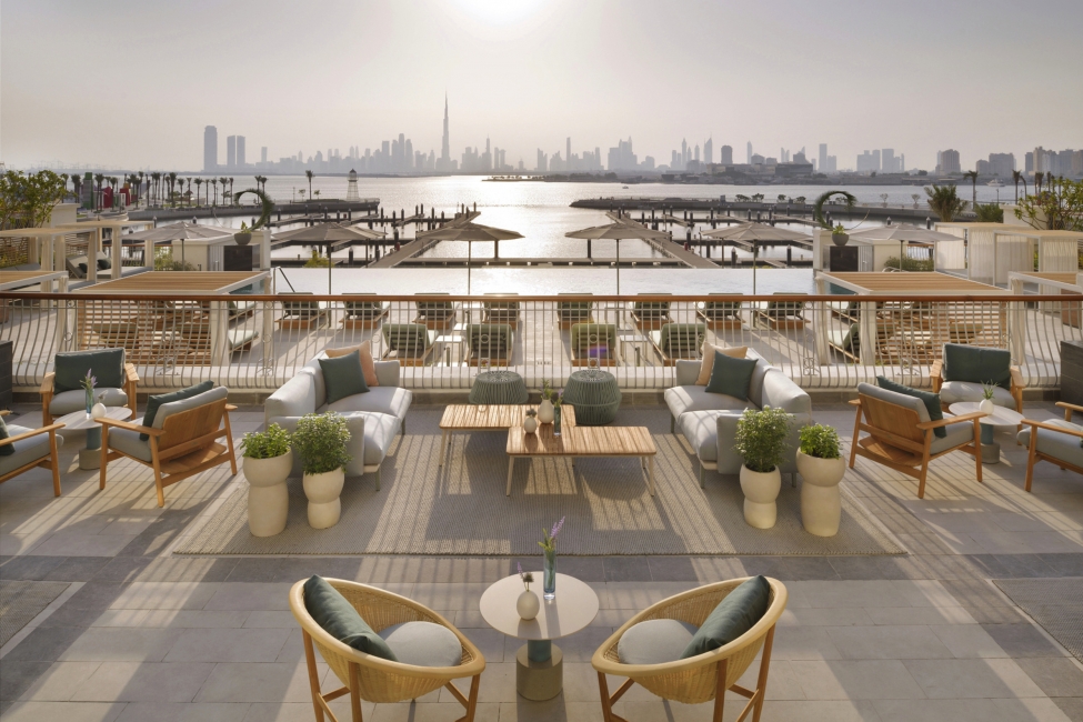 Ritz-Carlton Club Lounge terrace with sea views at JBR Dubai