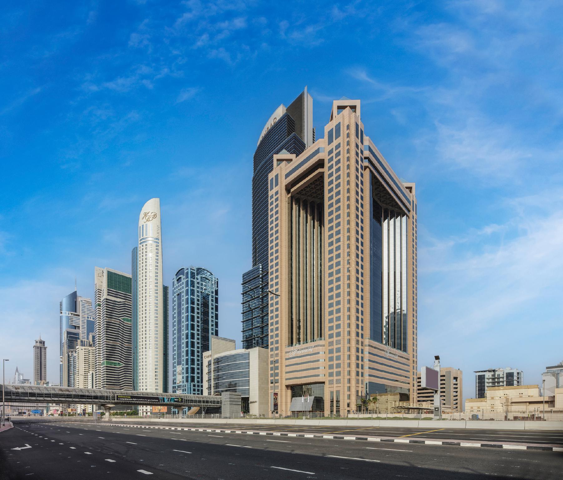Fairmont Dubai hotel on Sheikh Zayed Road near World Trade Centre metro