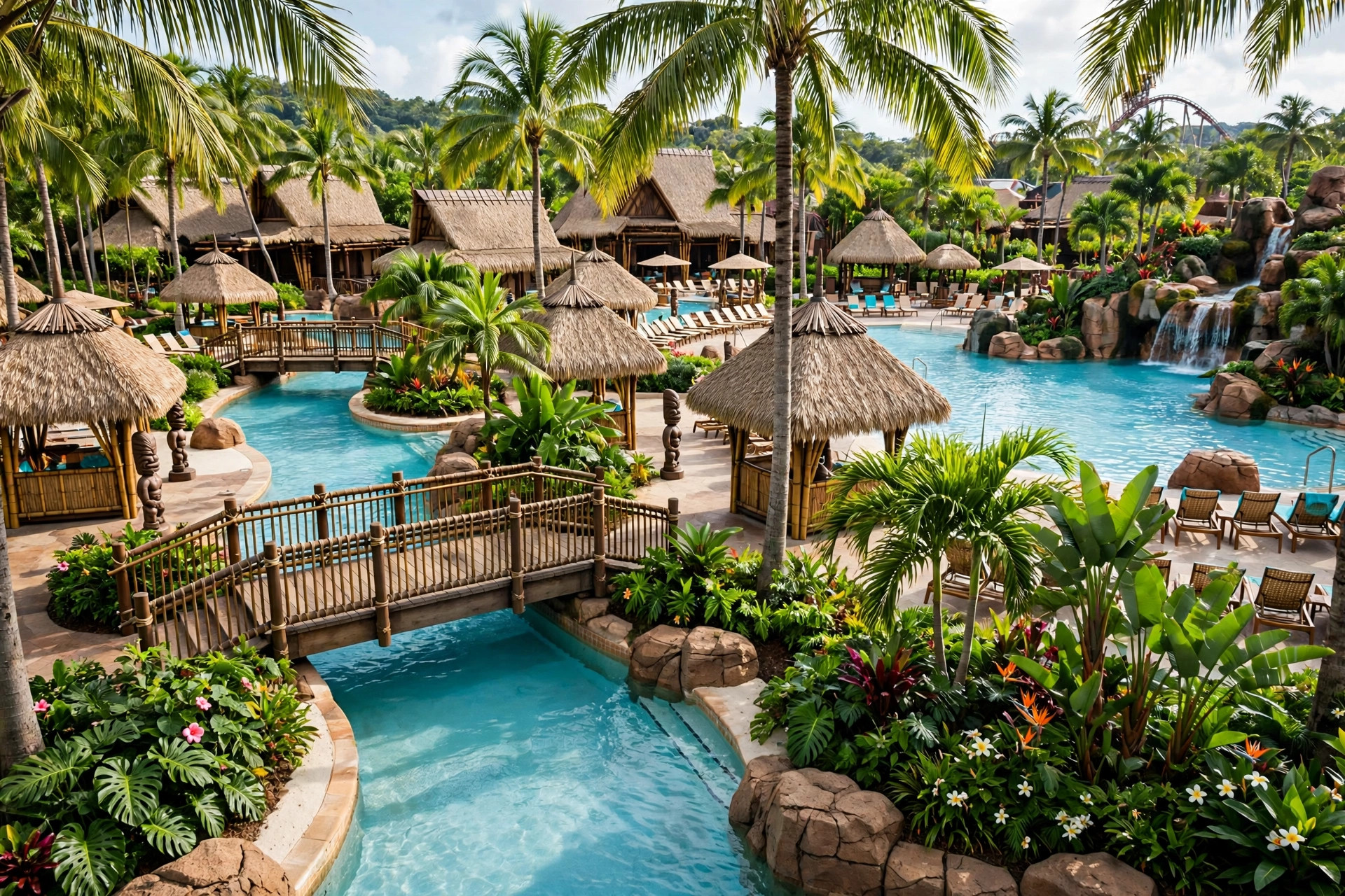 Lapita resort pool and lazy river at Dubai Parks and Resorts