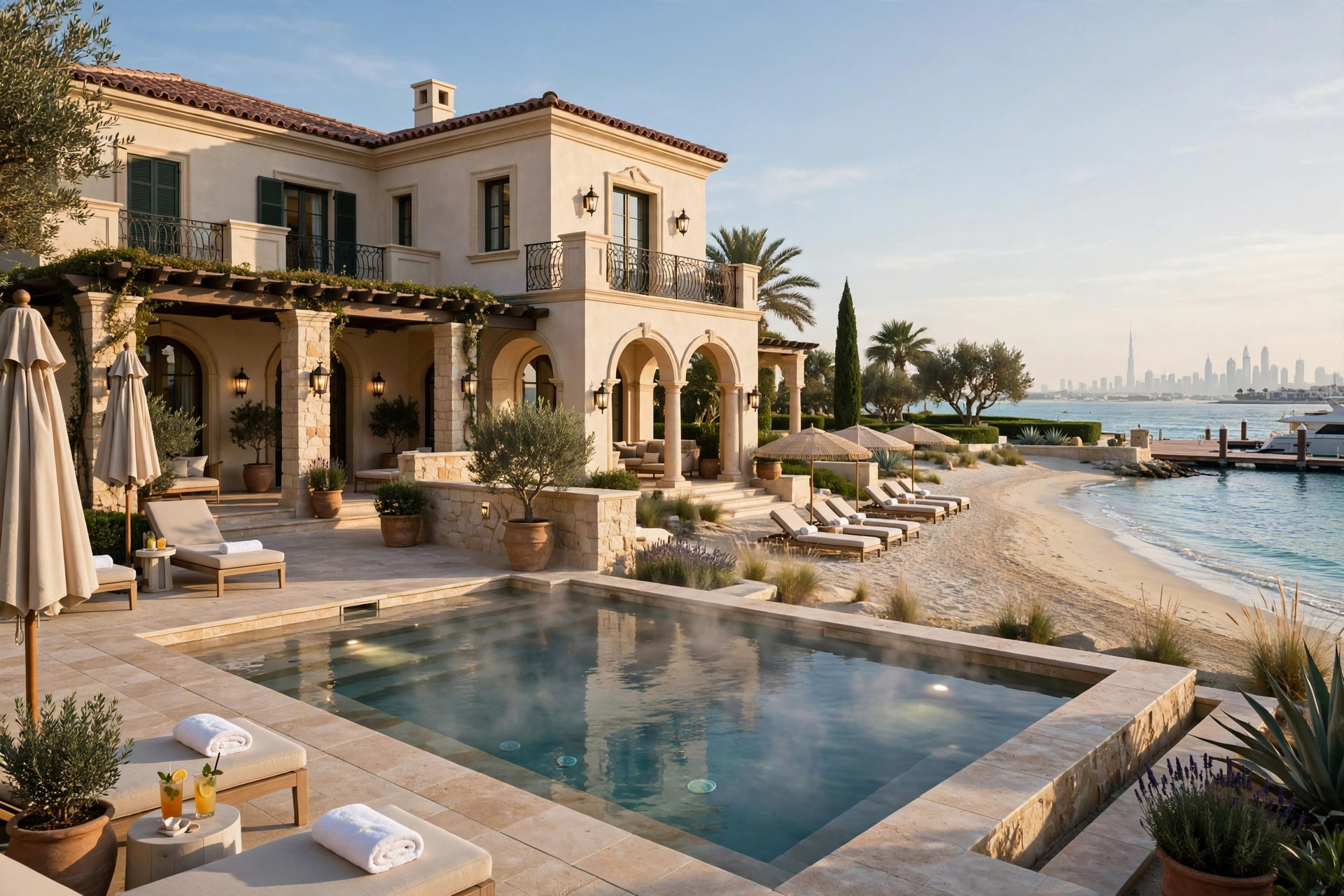 Beachfront villa with a private pool at Bvlgari Resort Dubai on Jumeira Bay Island