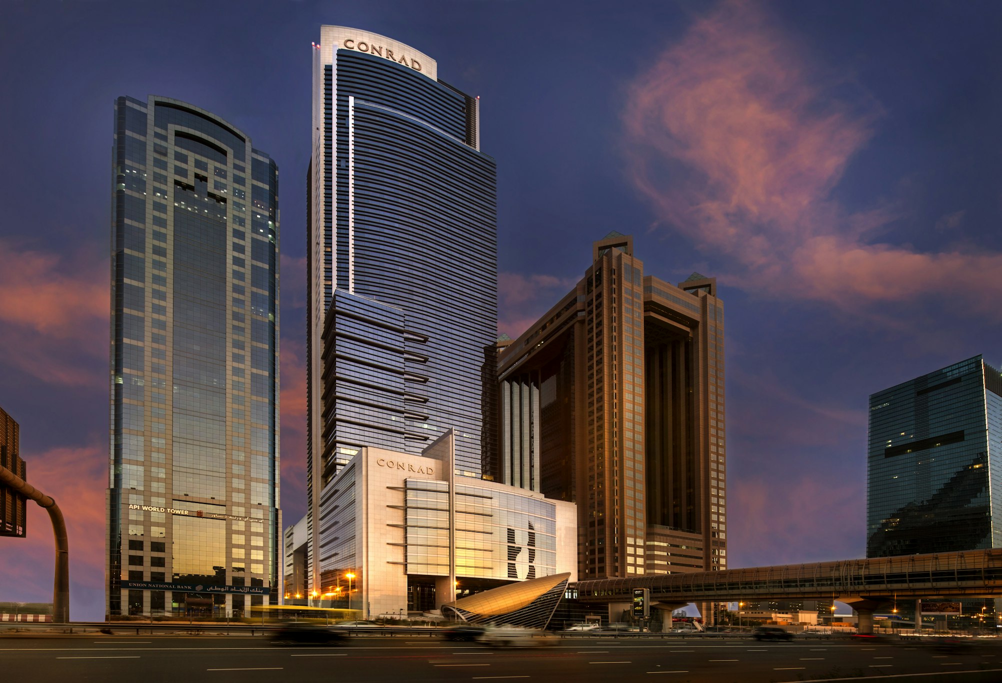 Conrad Dubai hotel tower on Sheikh Zayed Road near the World Trade Centre