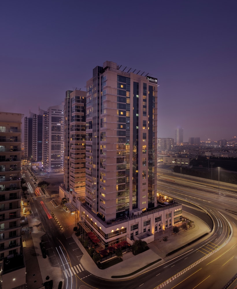 Radisson Blu Hotel Dubai Barsha Heights exterior on Hessa Street