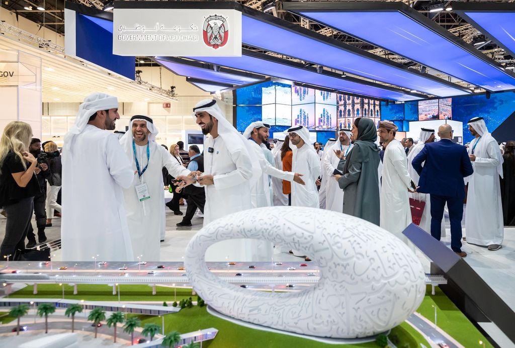 Business handshake at a trade conference in Abu Dhabi