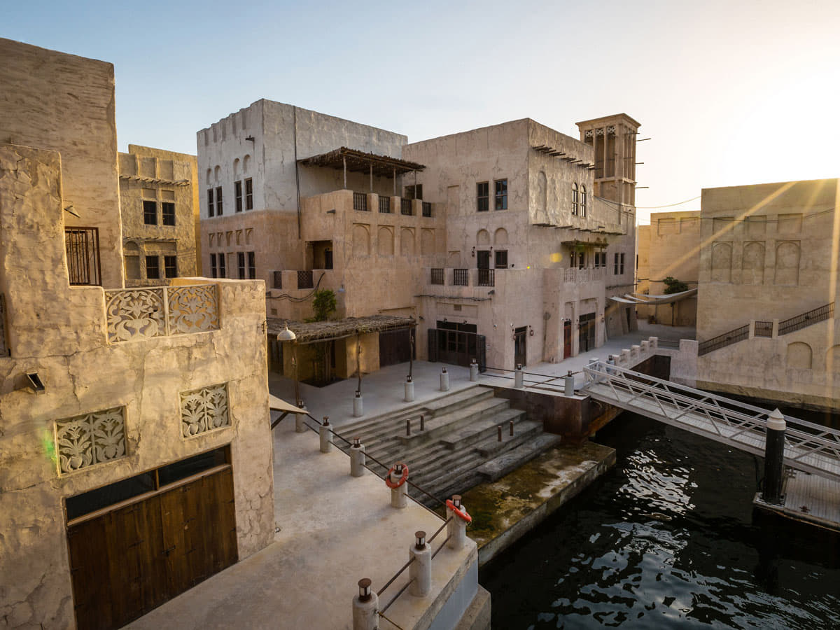 Al Seef Heritage Hotel traditional-style buildings along Dubai Creek