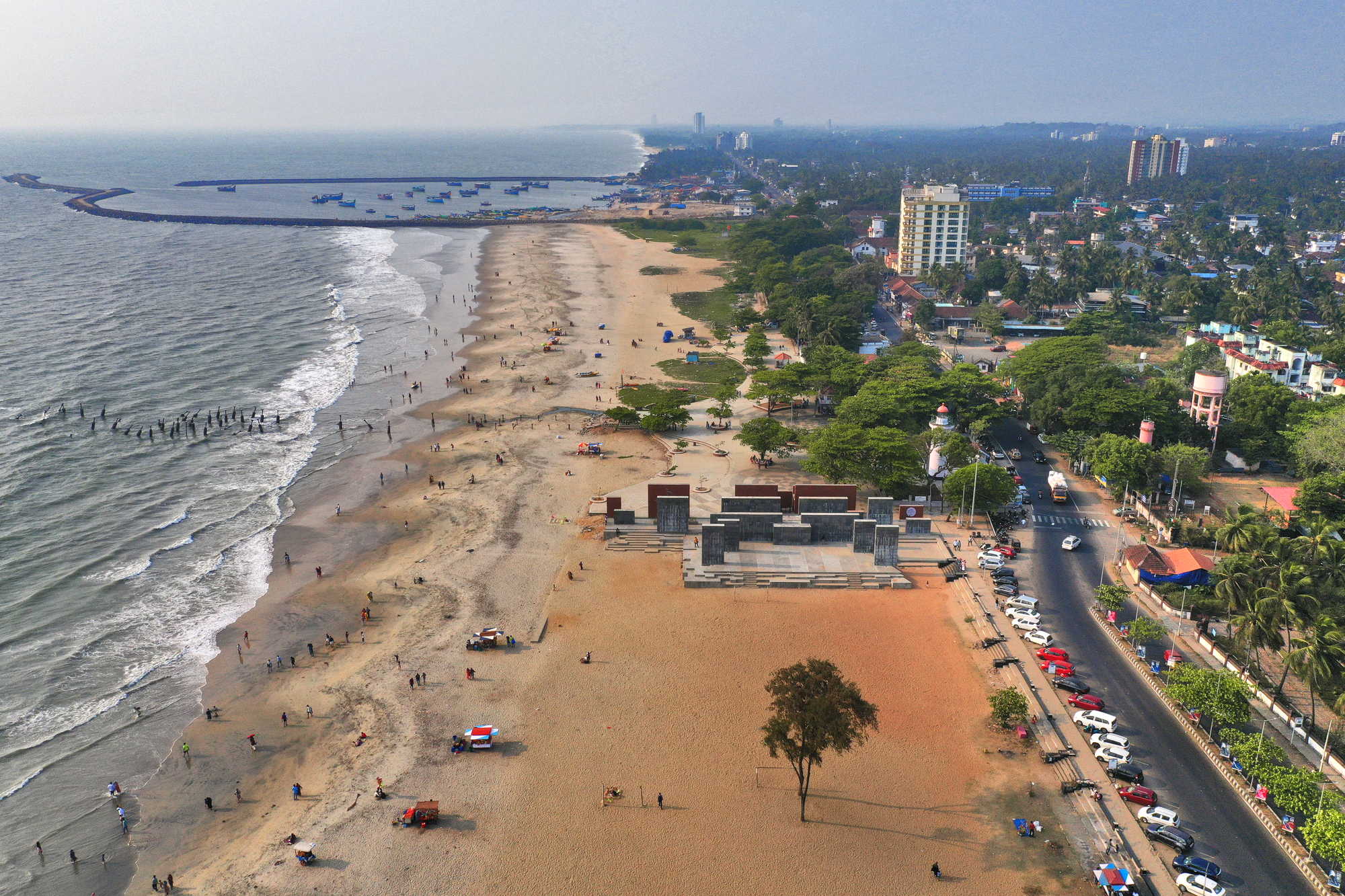 Kozhikode coastline and city in Kerala India