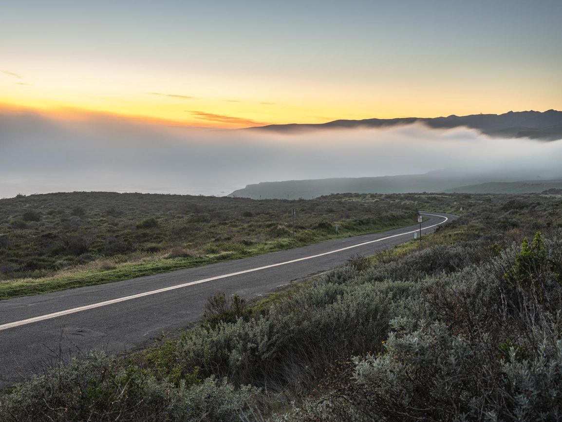 Morning mist over a coastal road in the Emirates