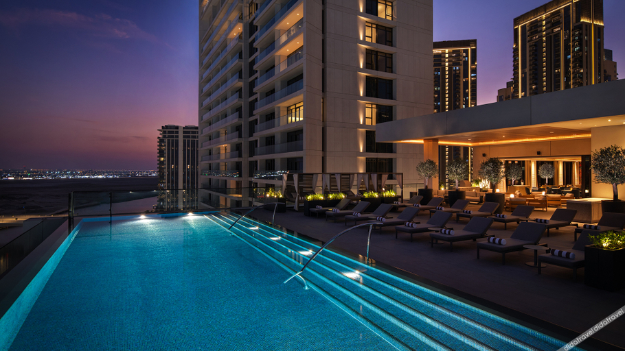 Palace Dubai Creek Harbour low hotel with rooftop pool by the Creek