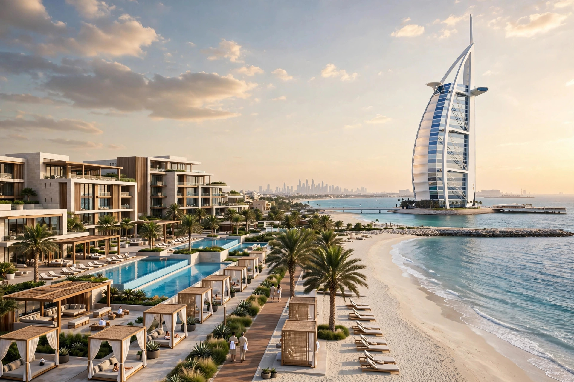 Jumeirah Marsa Al Arab resort beside the Burj Al Arab on the Dubai coastline