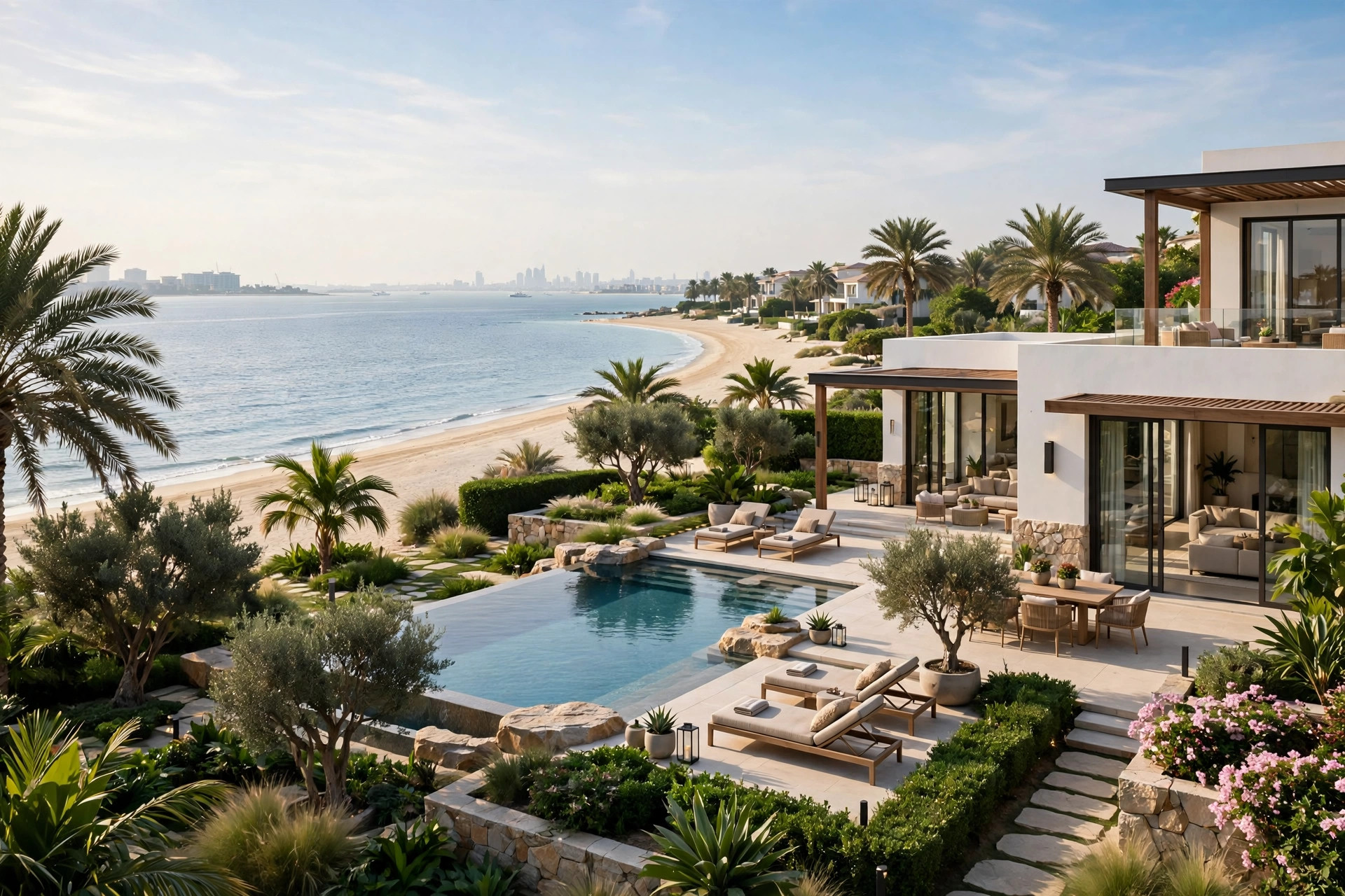 Beachfront villa private pool at One&Only The Palm overlooking the beach