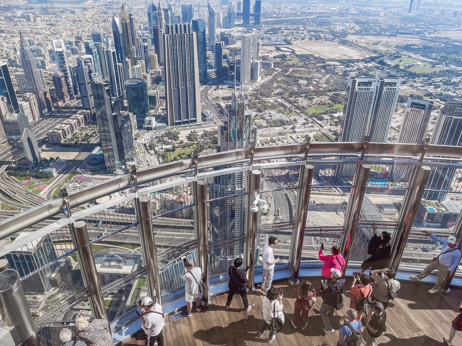 Panoramic view of Dubai from the Burj Khalifa observation deck