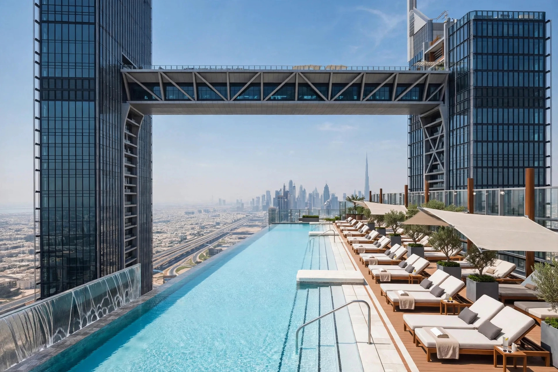 Suspended infinity pool at Tapasake on The Link at One and Only One Zaabeel