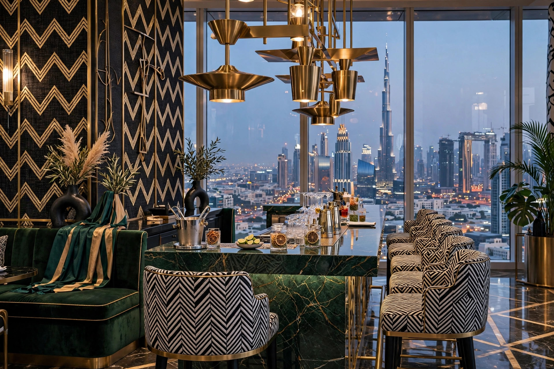 Bold fashion-inspired interiors and skyline bar at SO Uptown Dubai hotel
