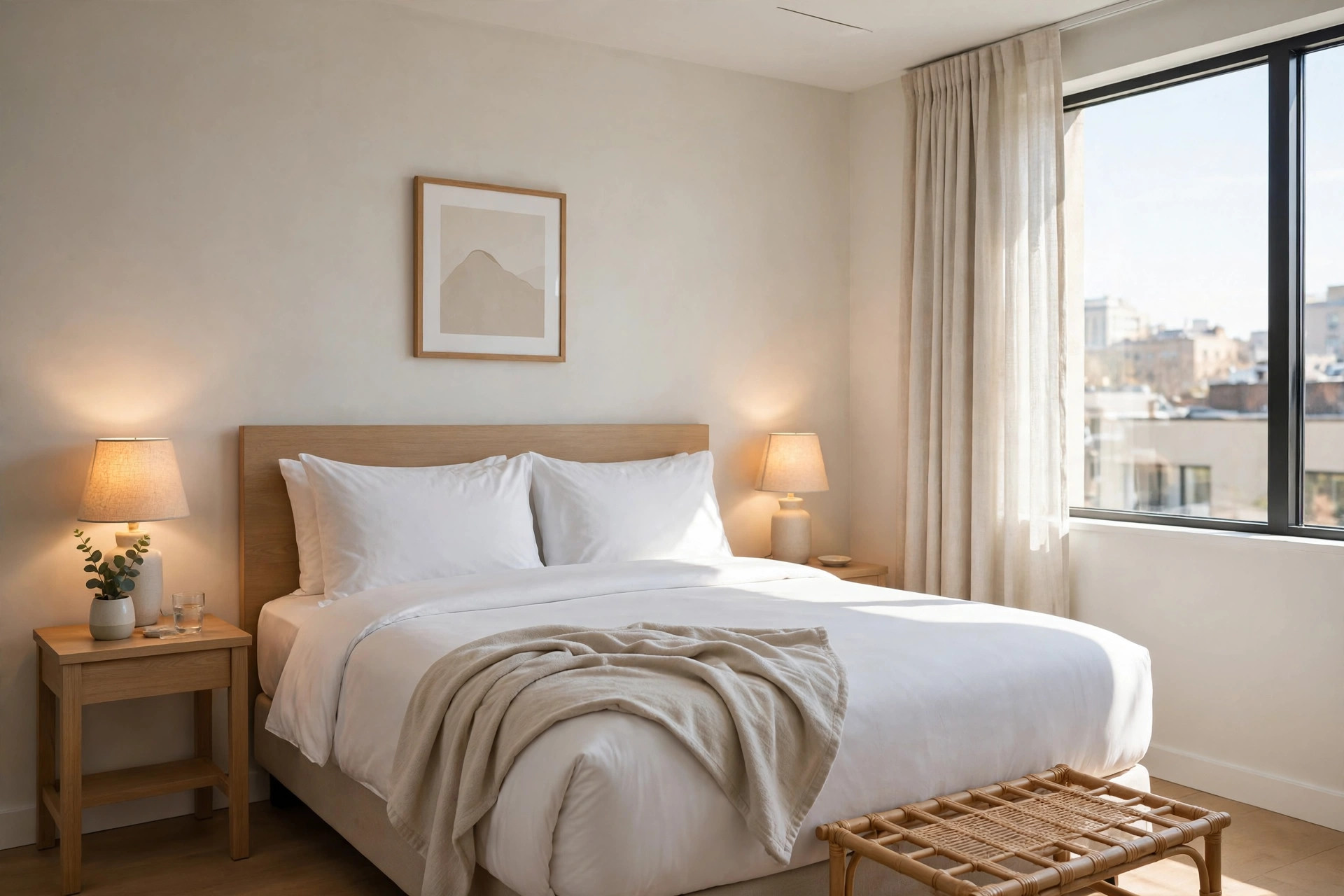 Modern hotel room at Premier Inn Dubai Ibn Battuta Mall