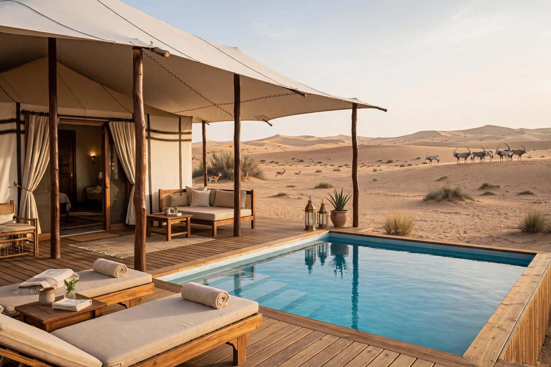 Bedouin Suite with a private plunge pool at Al Maha desert resort