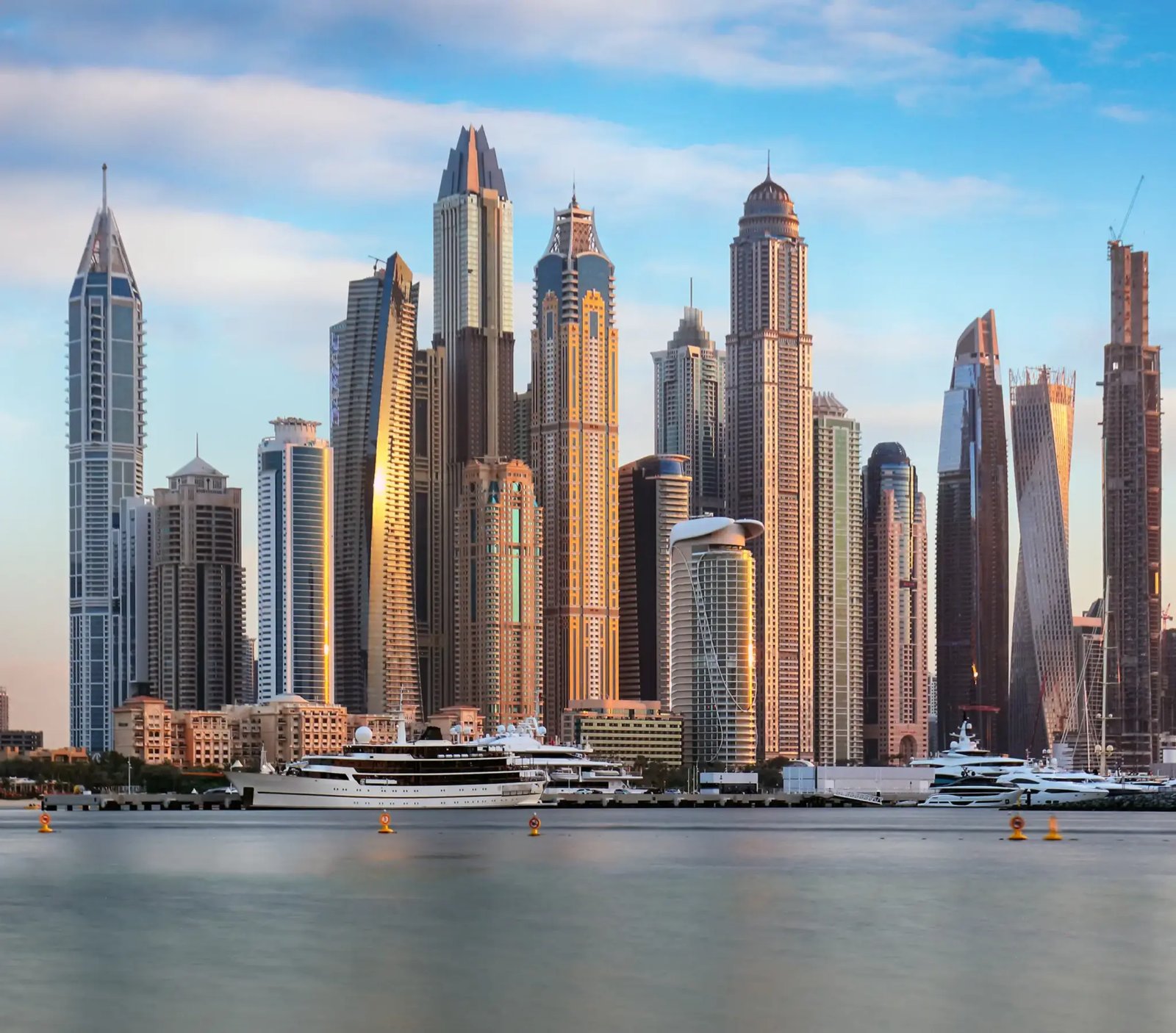 Dubai Marina skyline in the morning light
