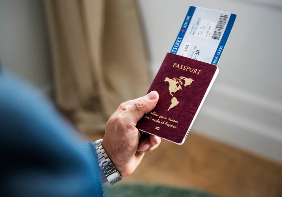A passport with a boarding pass ready for travel
