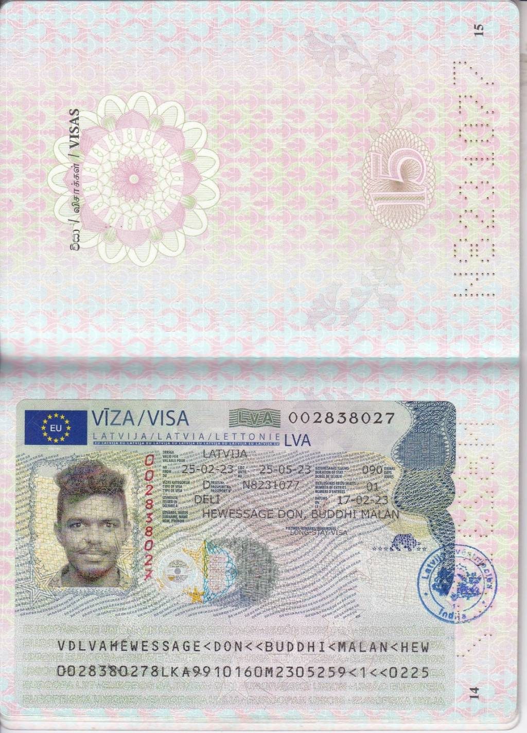 Open passport showing photo page