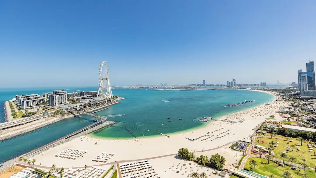 The Beach at JBR in Dubai with Ain Dubai rising across the water