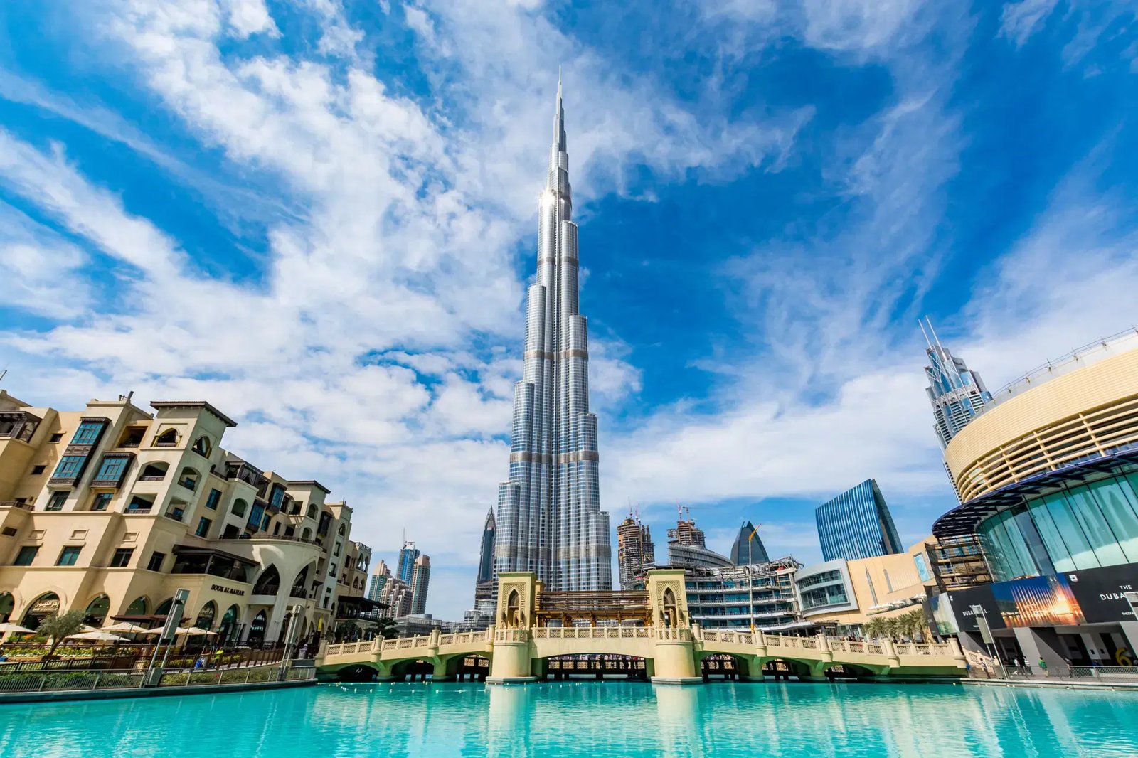 Burj Khalifa viewed from the Souk Al Bahar bridge
