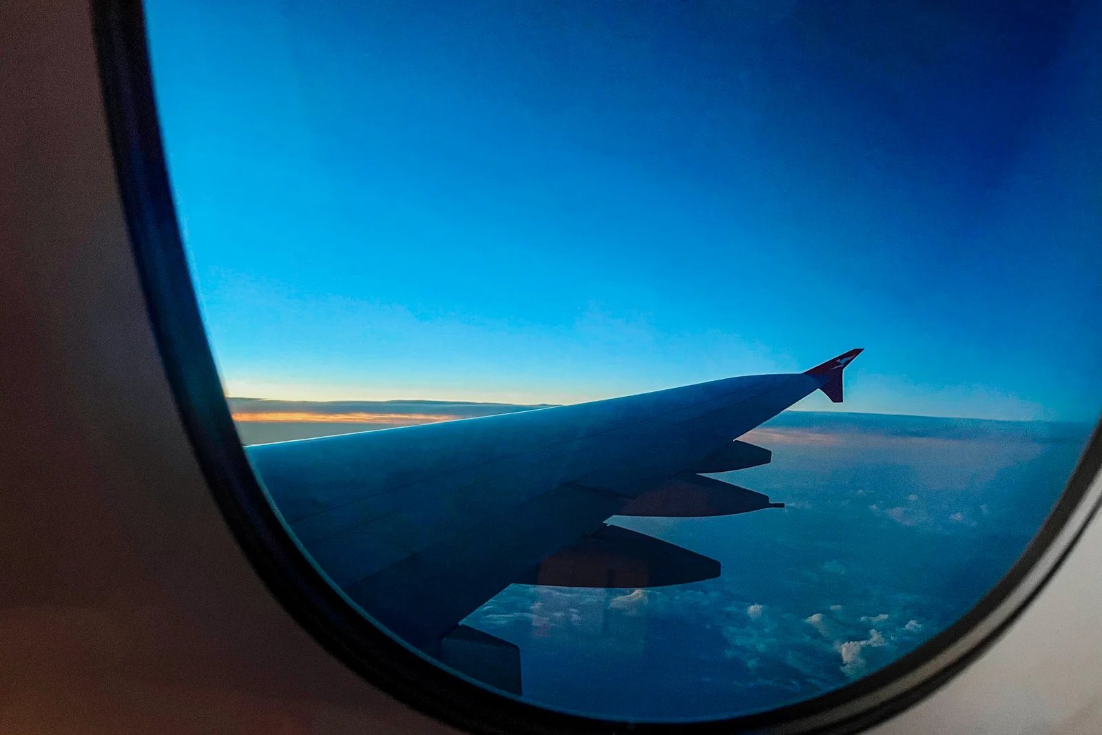 A view from an airplane window during a flight