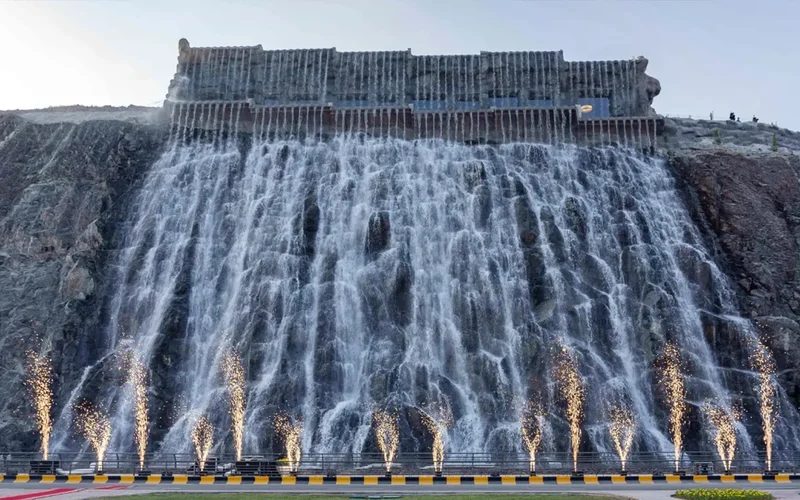 The Khor Fakkan amphitheatre with its waterfall cascading beside it