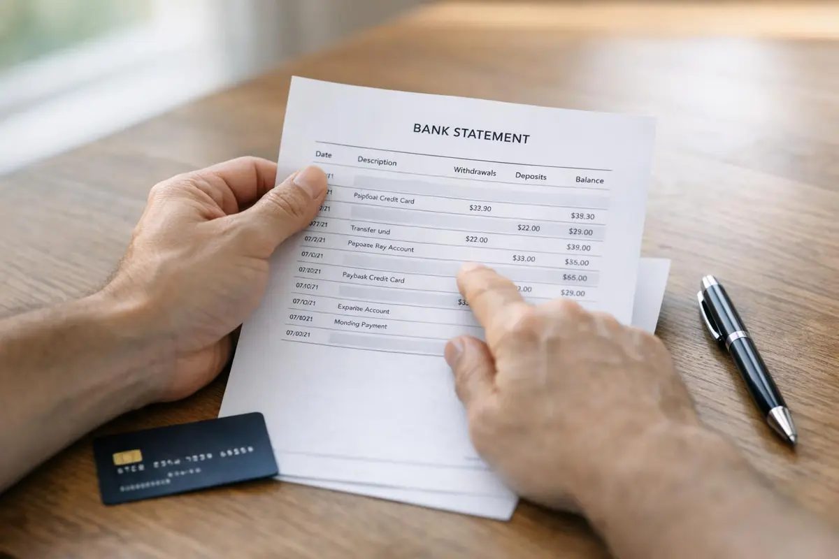Bank statements and financial documents prepared for an application