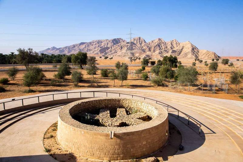 Fossil Rock mountain rising from the Sharjah desert