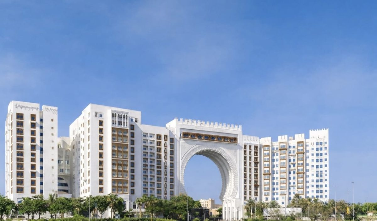 Exterior of Oaks Ibn Battuta Gate hotel near Jebel Ali