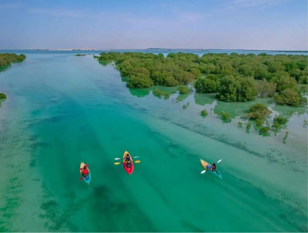 A kayaker paddling calm water near Kalba